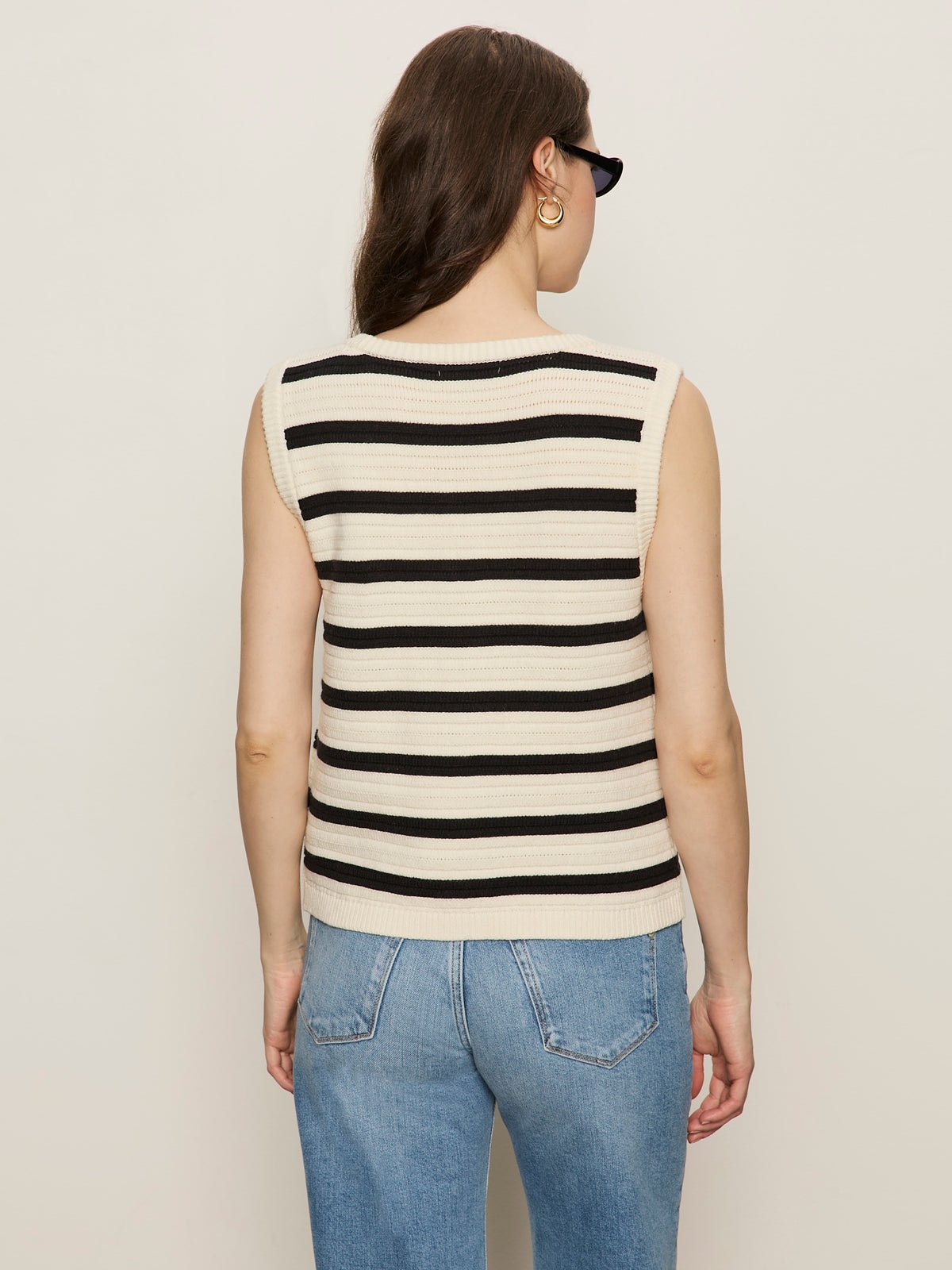 Textured Sweater Vest Macrame/ Black Stripe - Sanctuary Clothing
