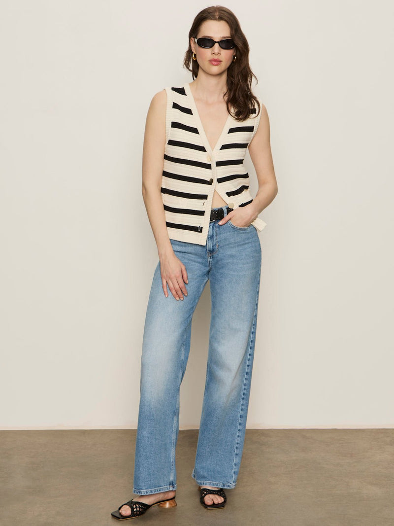 Textured Sweater Vest Macrame/ Black Stripe alt 4