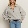 Textured Zip Up Popover Heather Grey - Sanctuary Clothing