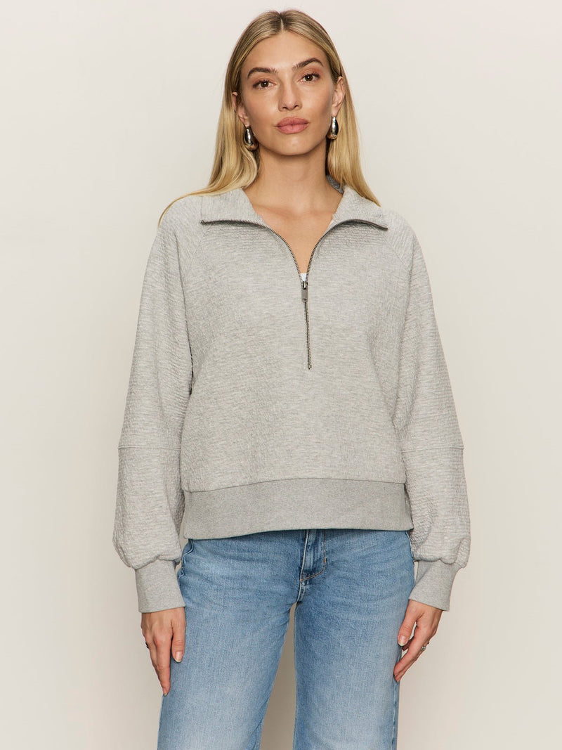 Textured Zip Up Popover Heather Grey alt 1