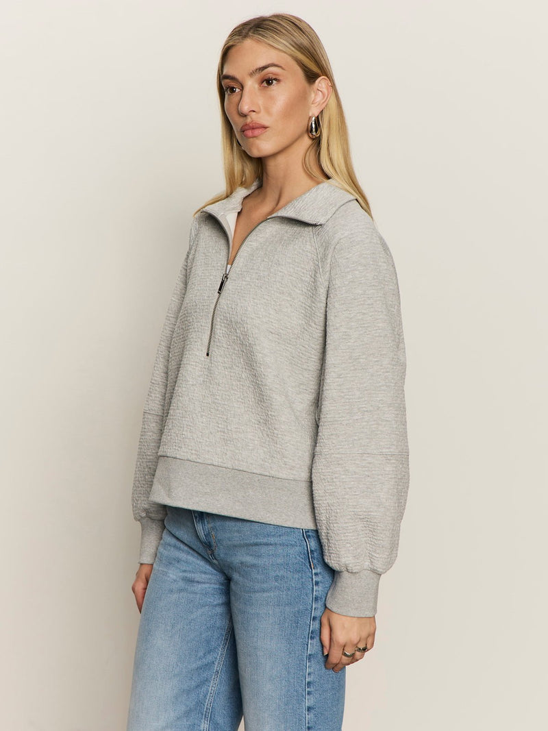 Textured Zip Up Popover Heather Grey alt 2