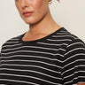 The Perfect Tee White/Black Stripe 5 Extended Sizing - Sanctuary Clothing
