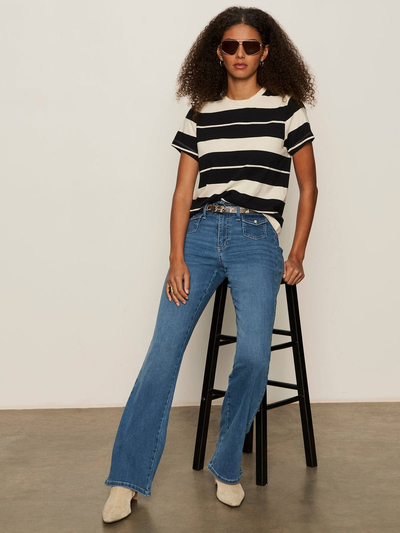 Timeless Tee Vanilla Creme/Black Stripe alt 4