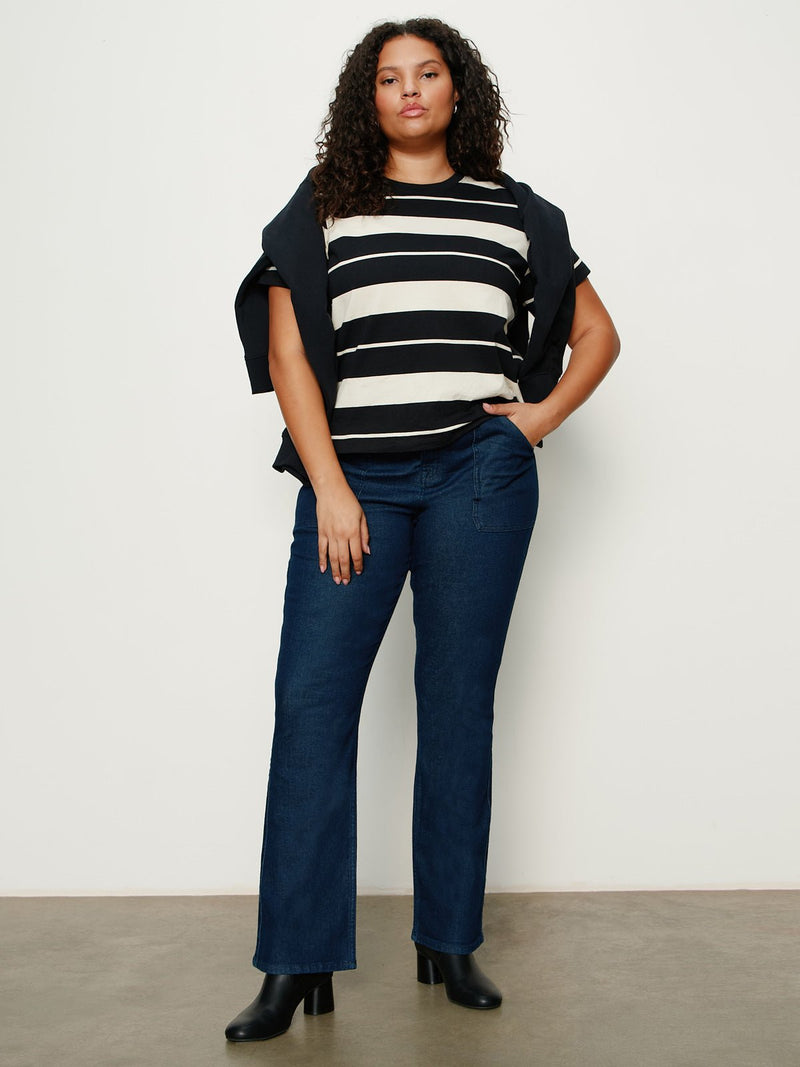 Timeless Tee Vanilla Creme/Black Stripe Extended Sizing alt 6