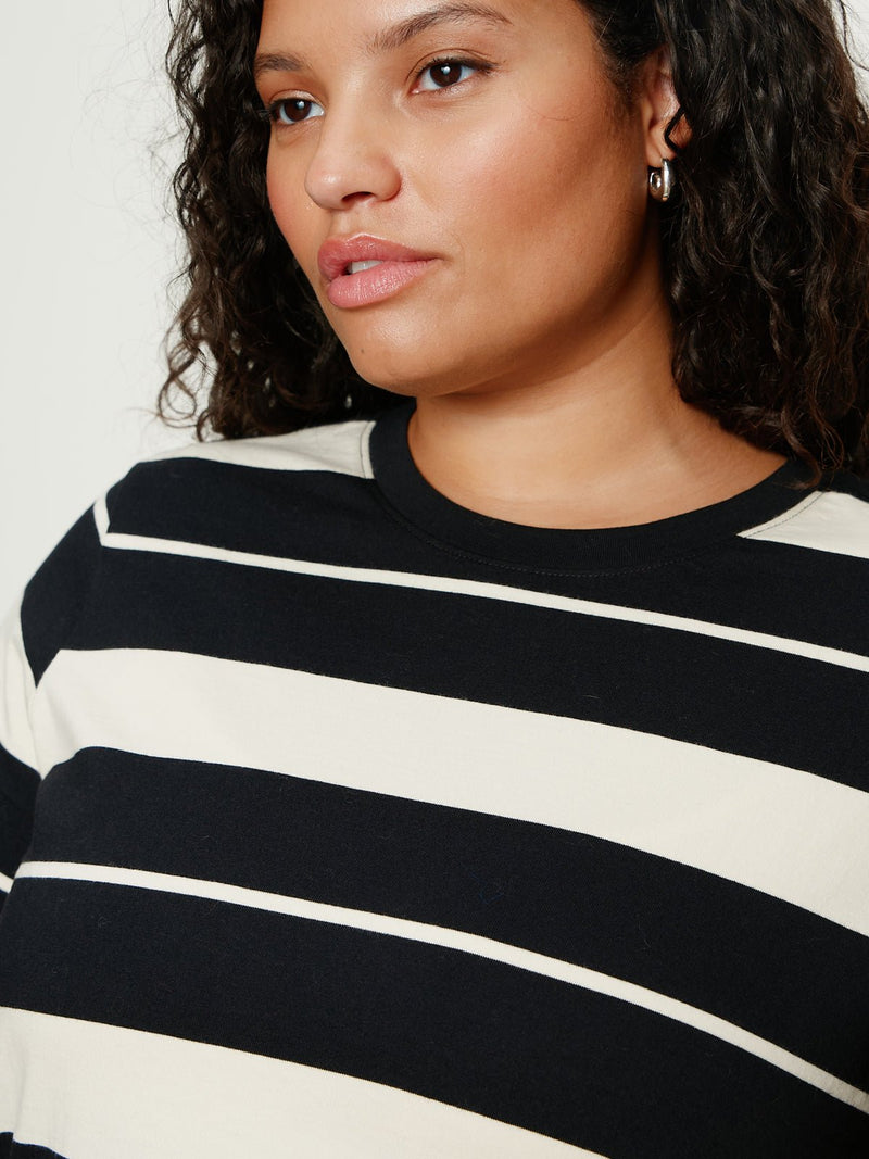 Timeless Tee Vanilla Creme/Black Stripe Extended Sizing alt 1
