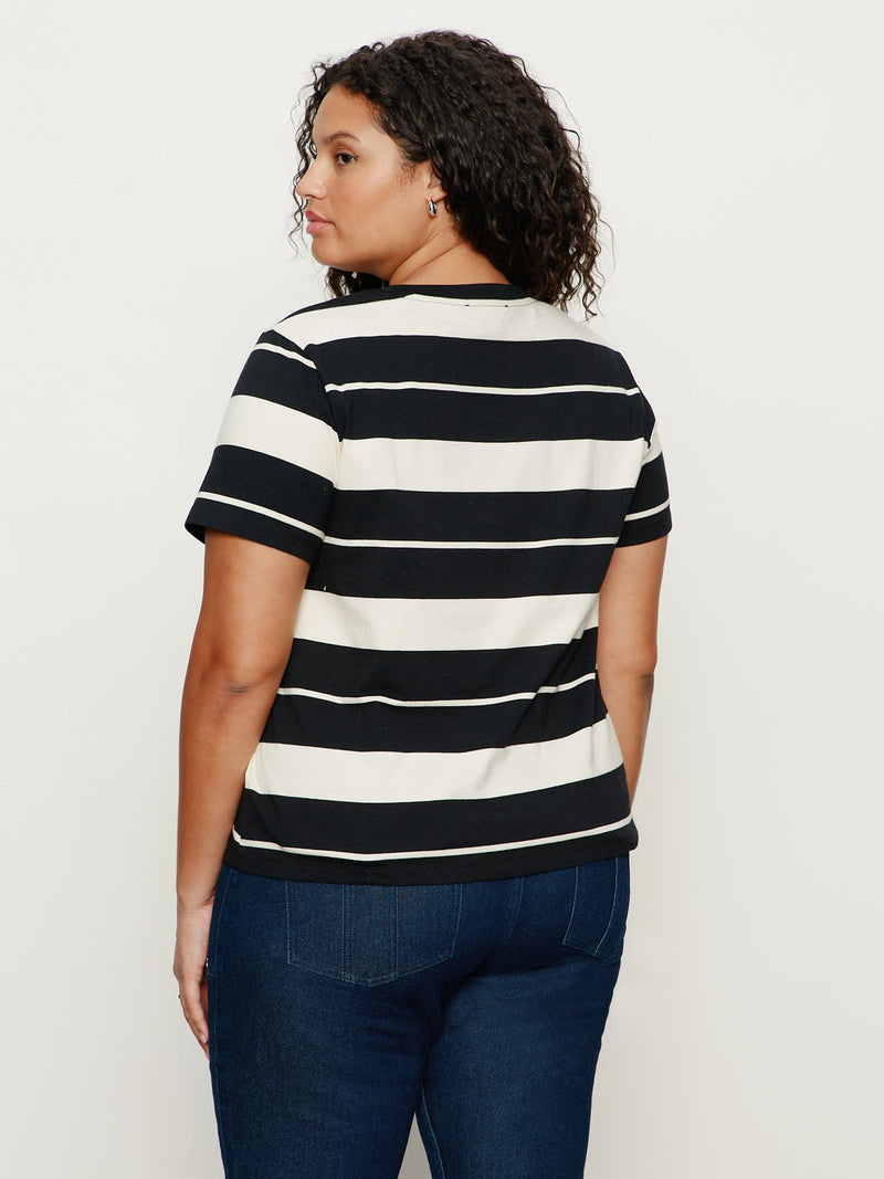 Timeless Tee Vanilla Creme/Black Stripe Extended Sizing alt 4