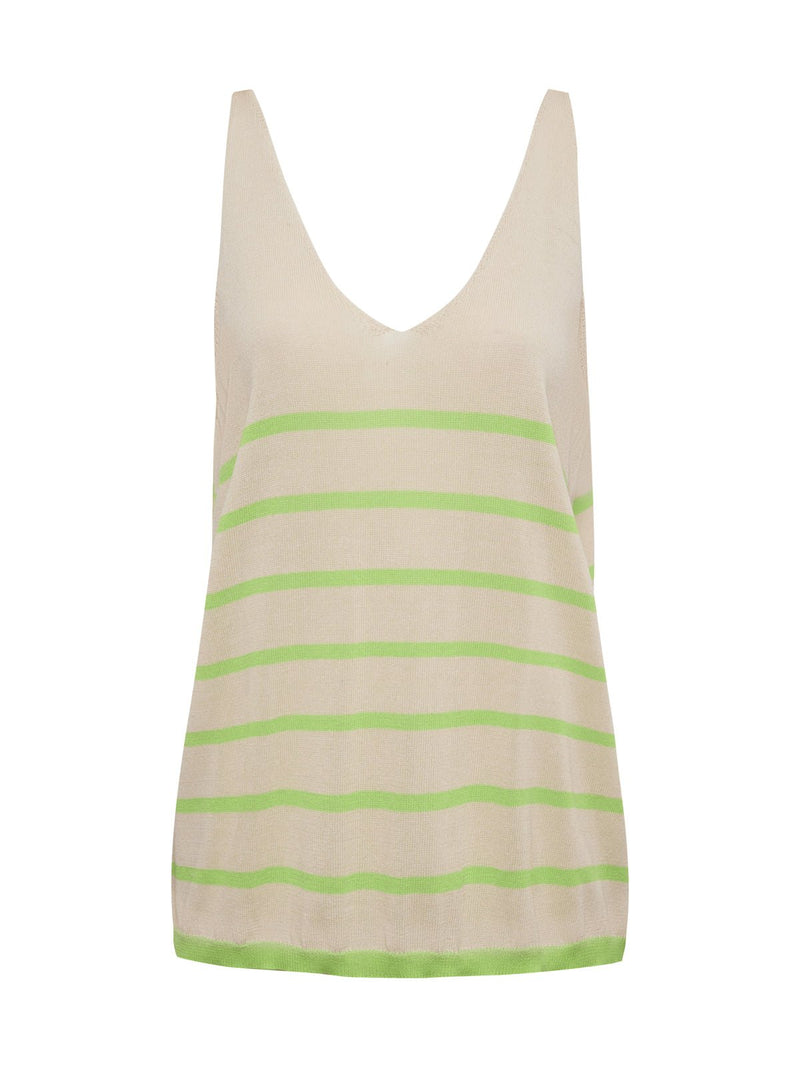V-Neck Knitwear Tank Muslin Desert Lime Stripe alt 5