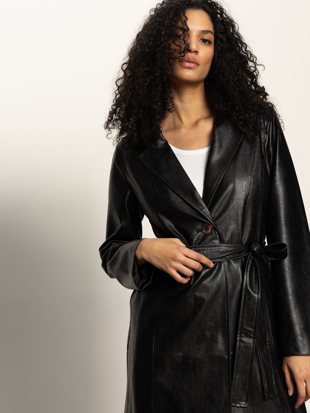 Vegan Leather Coat Black - Sanctuary Clothing