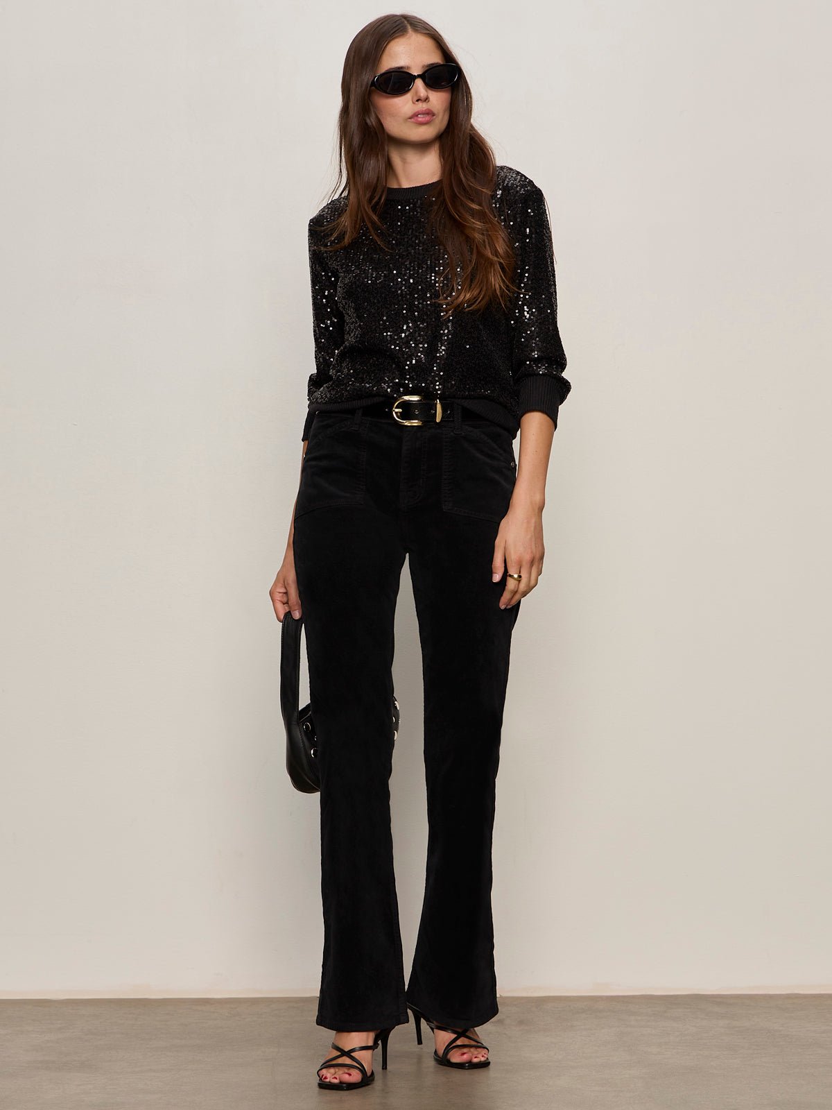 Velveteen Brook Bootcut Pant Black Petite Sizing - Sanctuary Clothing