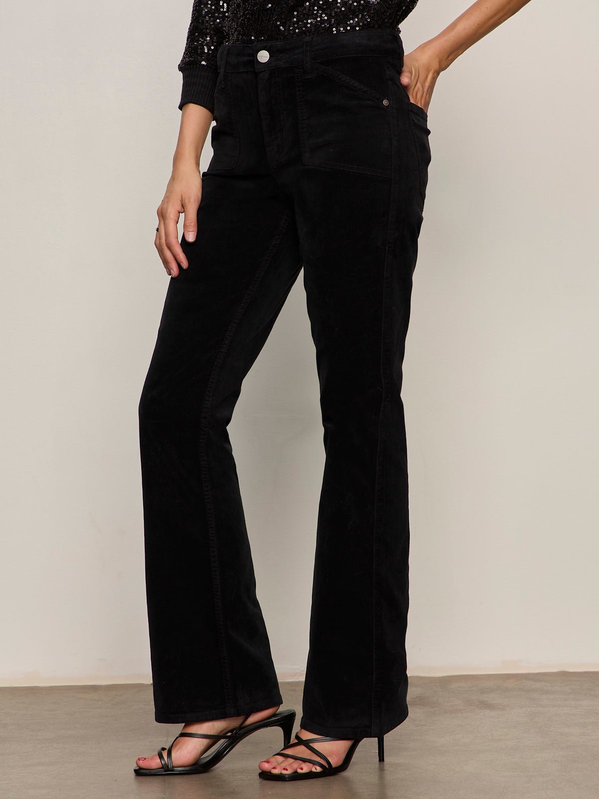 Velveteen Brook Bootcut Pant Black Petite Sizing - Sanctuary Clothing