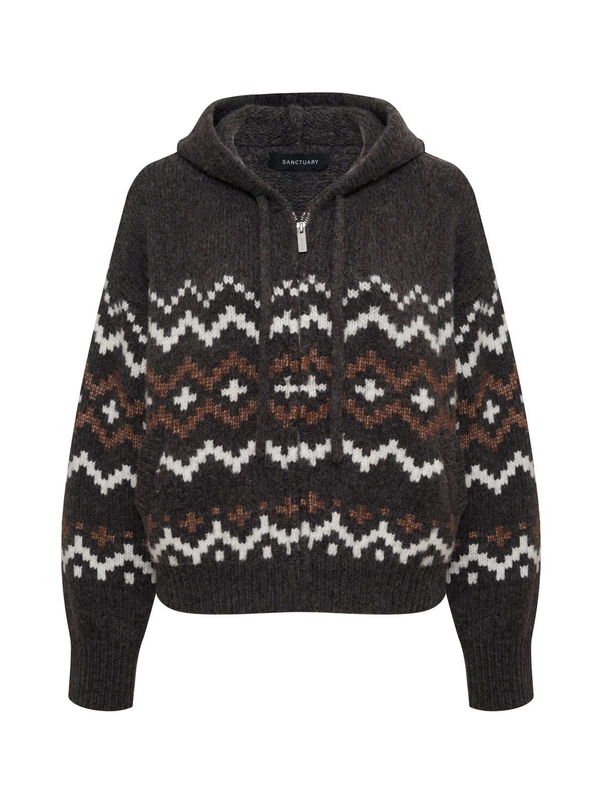 Zip - Up Fairisle Hoodie Mocha Fairisle - Sanctuary Clothing