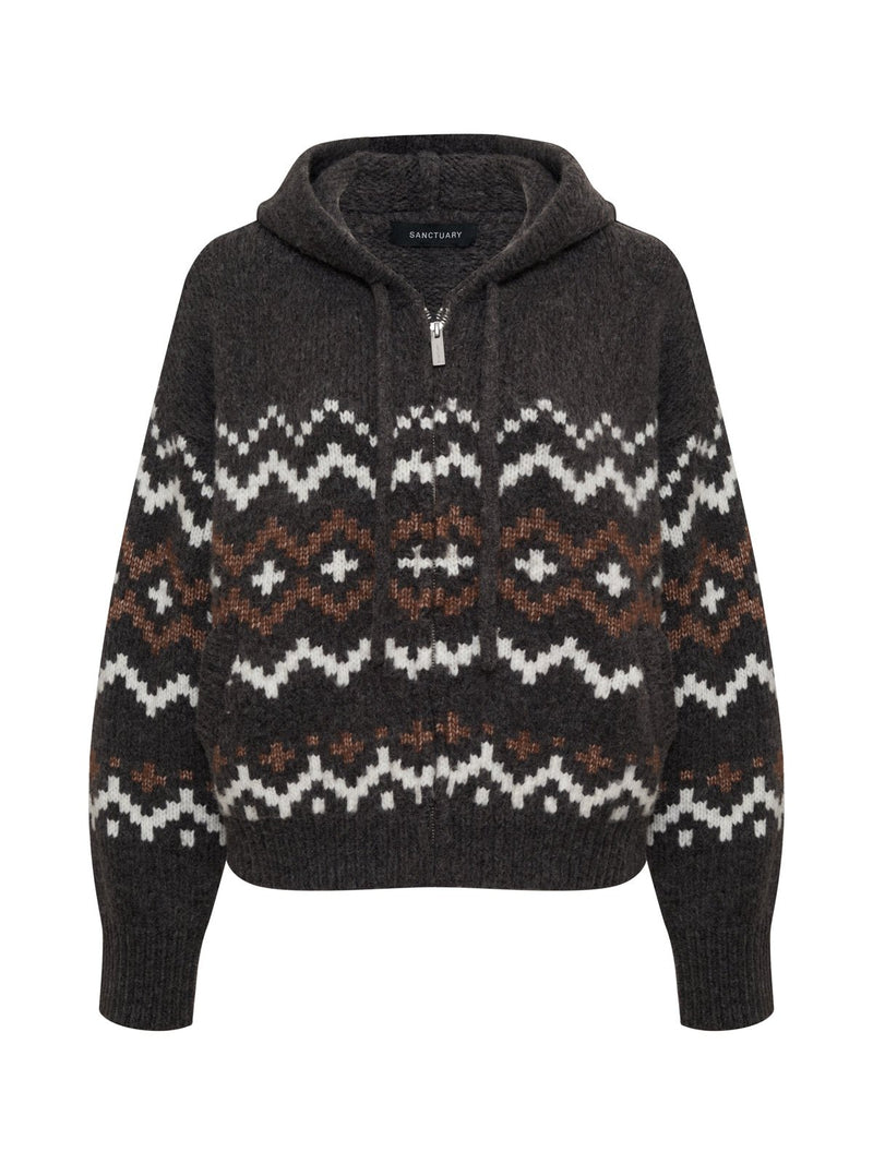 Zip-Up Fairisle Hoodie Mocha Fairisle alt 6