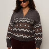 Zip - Up Fairisle Hoodie Mocha Fairisle Extended Sizing - Sanctuary Clothing
