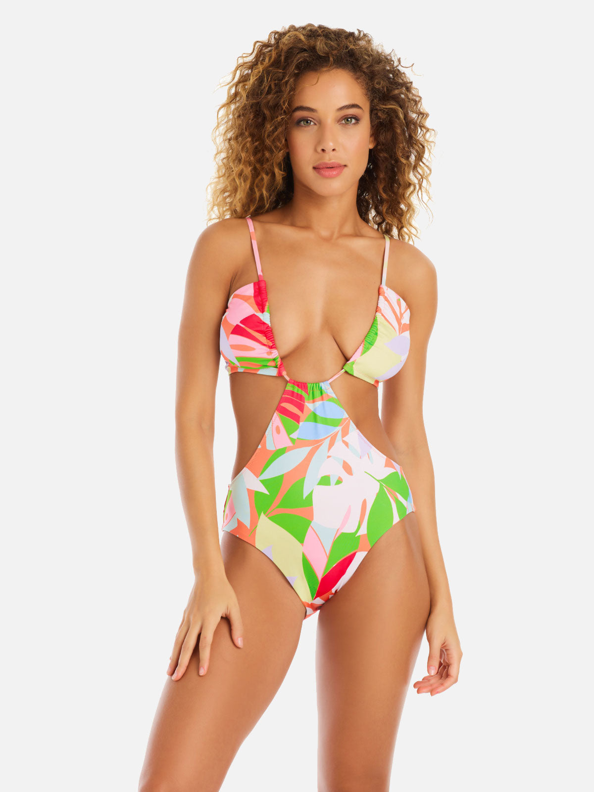Banded Monokini One-Piece Summer Palms