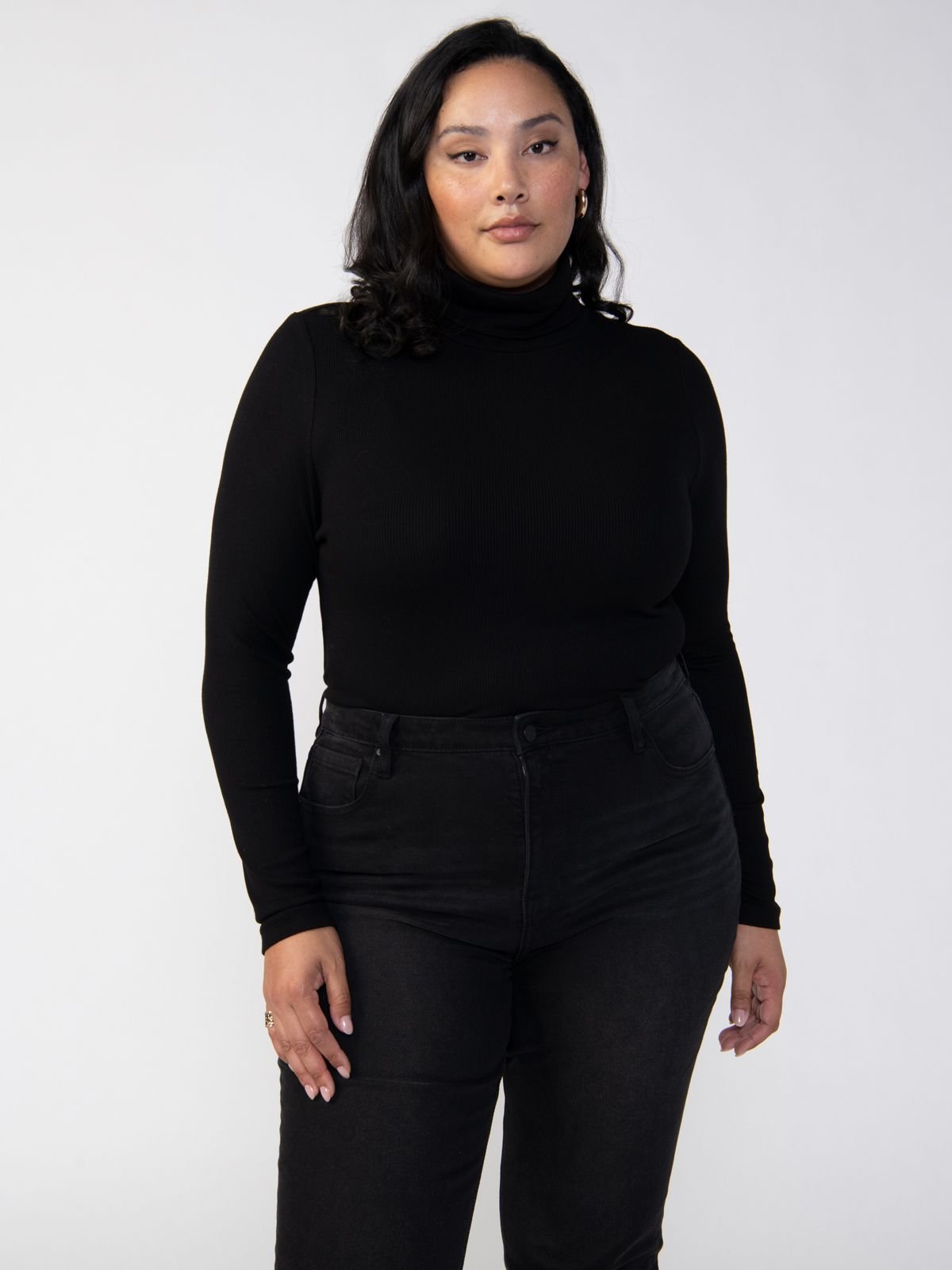 Essential Turtleneck Top Black Extended Sizing - Sanctuary Clothing